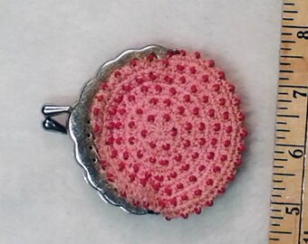 Pink crochet change purse