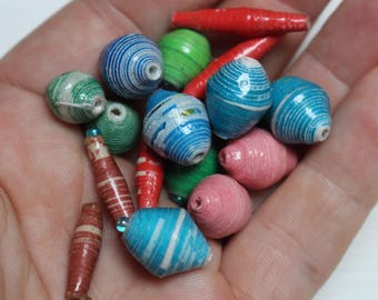 Vintage rolled paper beads