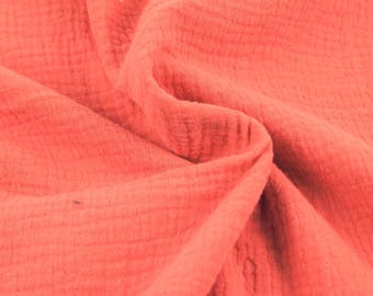 Double cotton gauze / coral / cut 25cm
