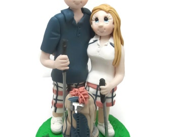Custom cake topper, Golfer's wedding cake topper, Bride and Groom cake topper, Mr and Mrs cake topper, personalized cake topper