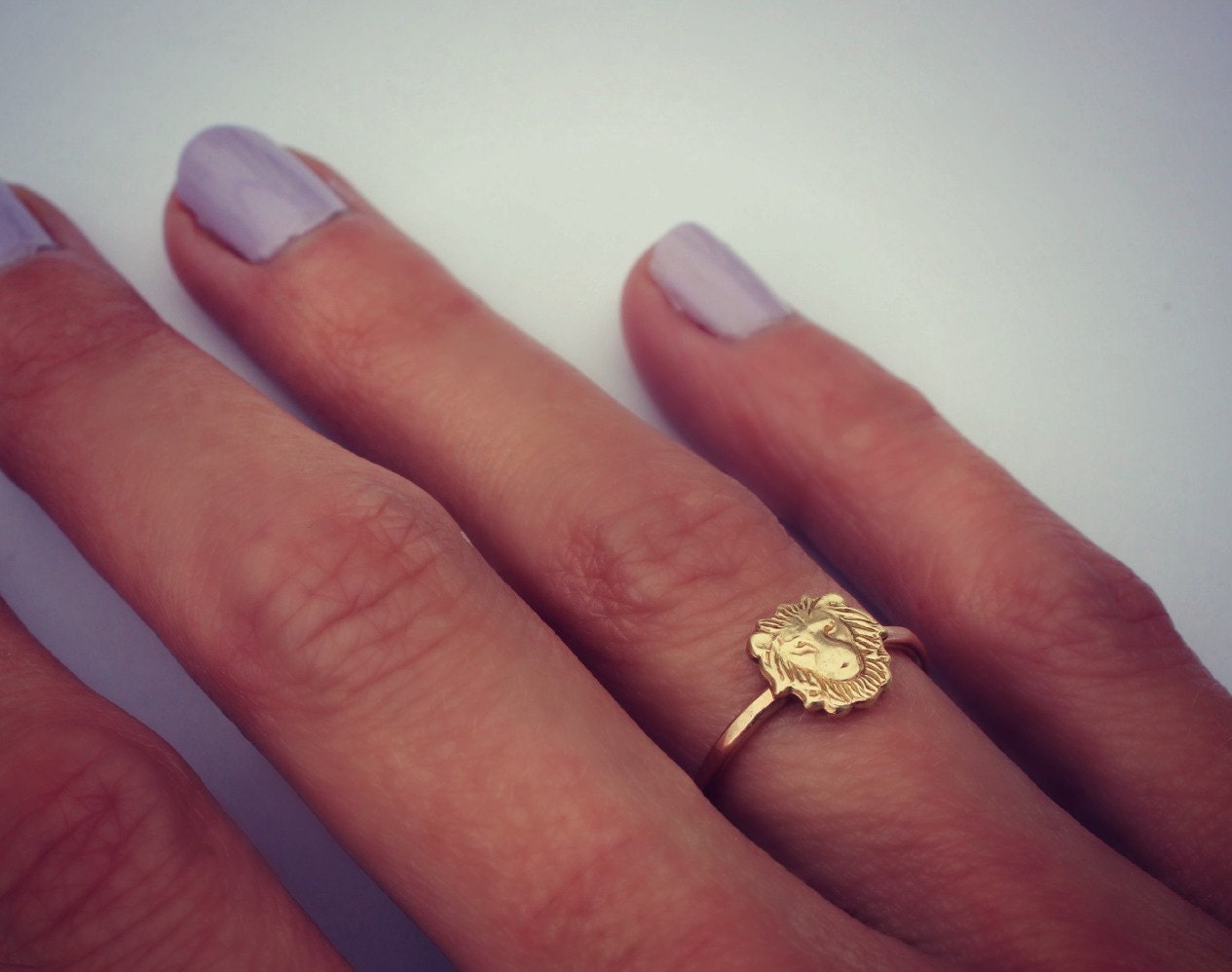 Gold stacking ring Lion ring 14k gold fill stacking ring