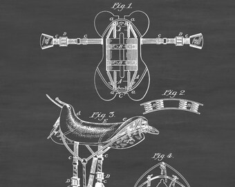 Horse Riding Saddle Patent - Patent Print, Wall Decor, Horse Art, Horse Decor, Equestrian Patent, Equestrian Decor