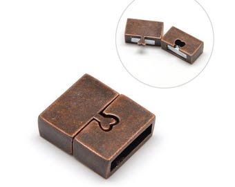 1 x magnetic locker 18x16mm Cuff Bracelet copper ANTIQUE