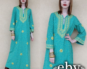 Vintage Hippie Dress Hippy Dress Festival Dress Vintage 70s Hippie Caftan Maxi Dress S M Vintage Dashiki