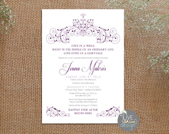 DIGITAL Bridal Shower Invitation - Princess, Fairy tale, Royalty