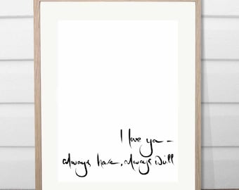 A4 I love ya typography print