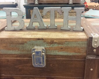 Rustic Bath Sign ~ Bath Wall Decor ~ Faux Tin Letters ~ Rustic Metal Letters ~ Shabby Bath Sign ~ Farmhouse Bath Sign ~ Rustic Bathroom
