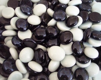 Mosaic Tiles 50 BLACK and WHITE Glass Gem Mix Mosaic Tile