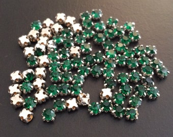 50 pieces 4mm Swarovski round crystal sew on Green stones beads