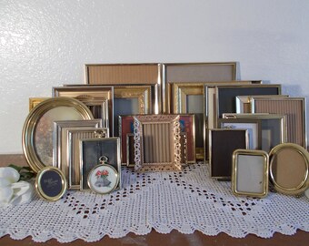 Large Vintage Gold Picture Frame Collection Set Instant Photo Gallery Mid Century Hollywood Regency Shabby Chic Cottage Home Decor Wedding