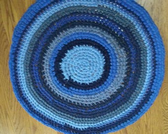 Crocheted Rag Rug Blue