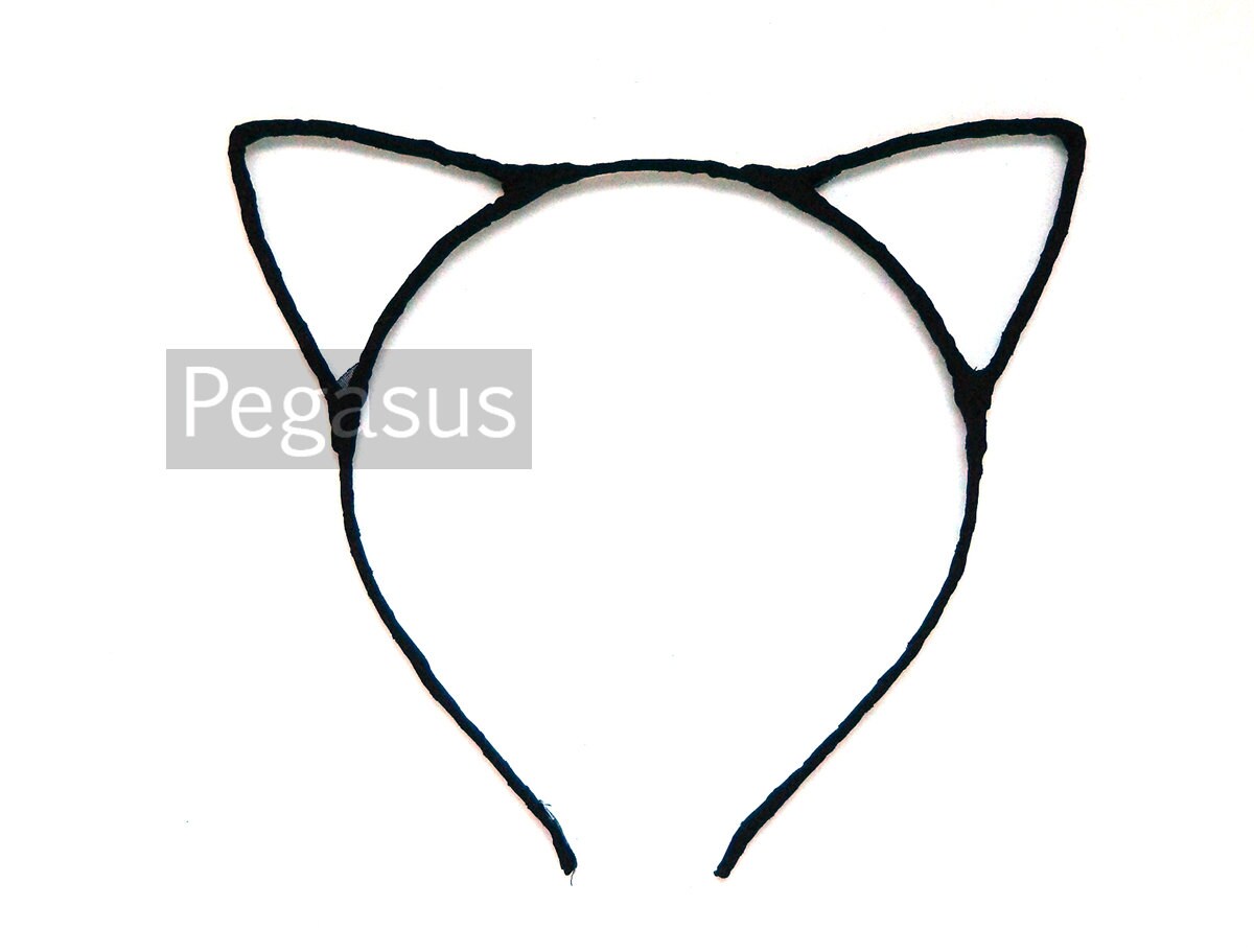 Black ribbon wrapped cat ear silhoutte headband 1 piece3mm