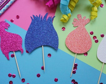 Trolls Cupcake Toppers, Trolls Decor, Trolls Party, Birthday Party Decor, Trolls Birthday Party, Trolls Birthday Party Decor, Princess Poppy