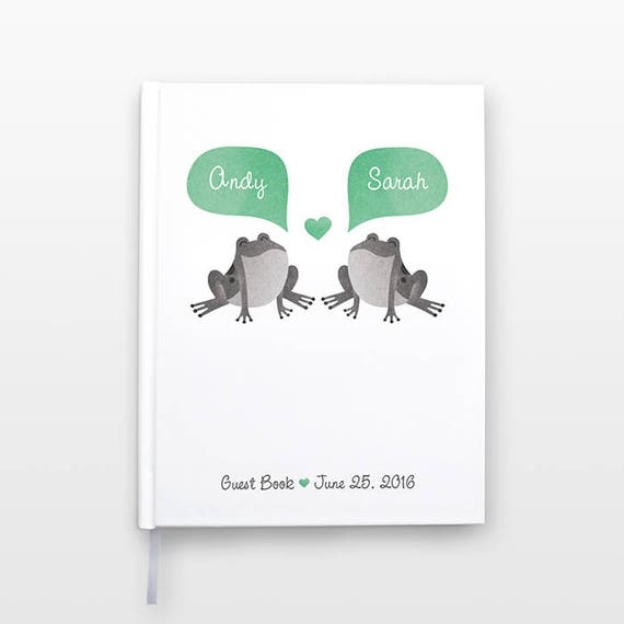 FROG Wedding Guest Book, Personalized Wedding Gift, Unique Wedding Guestbook, Hardcover Personalized Notebook, Animal Couple Journal