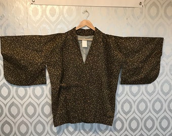 Vintage silk brown floral kimono