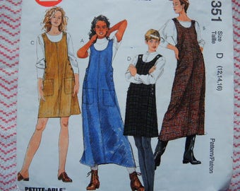 vintage 1990s sewing pattern McCalls 8351 misses jumper in two lengths size 12-14-16