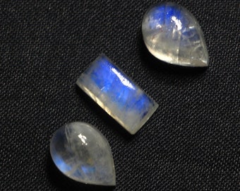 3 Pieces Lot, Ranbow Moonstone, Top Quality, Blue Fire, Wirewrap, Jewelry, Handmade, High Polished, Gemstones Wholesalers