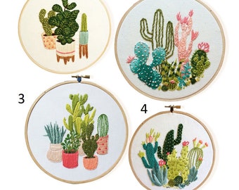Embroidery kit "Botany. Cactus" with framework, Wall Decor, Home Decor, Embroidery, Handmade Idea Gift, Embroidery for Beginner, Needlework