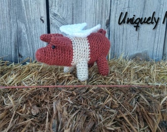 Flying Pig, When Pigs Fly,Pig With Wings,Custom Made,Crochet Farm Animal,Crochet Pig,Amigurumi Pig,Pig Stuffy,Pig Stuffed Animal,Farm Animal