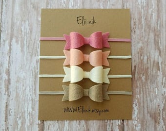 Baby headband, baby bow headband, Newborn headband, felt bow headband, felt headband, baby felt bow headband , set of 4 bow