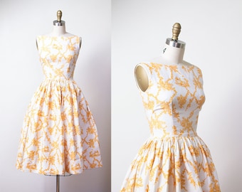 1950s Toile Print Dress / 50s Cotton Sundress