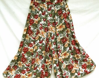 Vintage High Waisted Palazzo Pants Women Rayon Floral Wide Leg 80s 90s Clothing Flowy Harem Pants