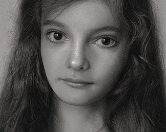 Custom pencil portrait. Black and white drawing. Commission personalized portrait. Custom gift. A3 size
