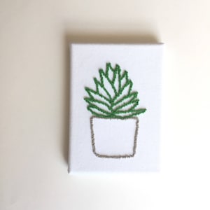 Punch Needle Succulent, Wall Decor, Green Plant Wall Art, Art on Canvas, Fiber Art, Decoration, Rustic Gift, Handcrafted, Farmhouse Decor