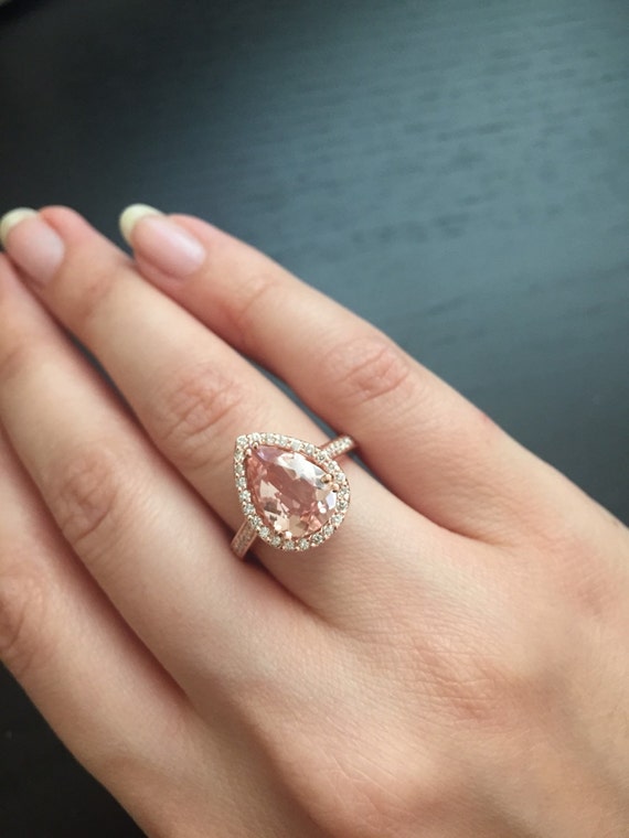 Rose Gold Morganite Ring Teardrop Rose Gold Morganite Ring Teardrop
