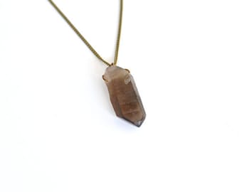 RESTOCK Raw Smoky Quartz Necklace - Large Crystal Point Necklace - Healing crystals