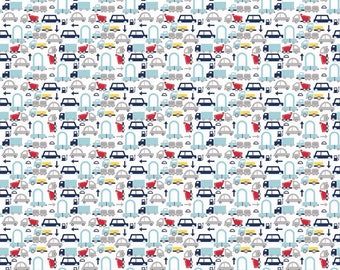Holiday Cars in White - 1 yard - by Riley Blake Fabrics.