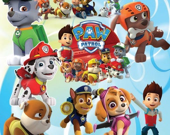 50 Paw patrol Clipart, Paw Patrol characters full quality, Clipart transparent background, 300dpi, instant download