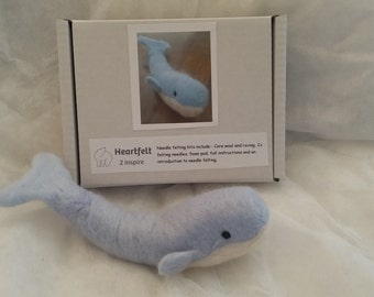 DIY kit to make needlefelted whale, basic beginner level