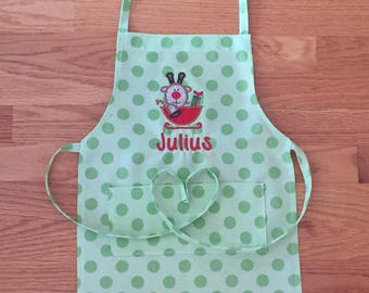 Personalized Christmas Apron - Child's Apron - Art Apron - Cooking Apron - Christmas Apron - Embroidery Christmas Apron