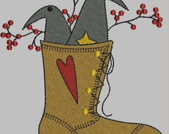Primitive Crow Embroidery Designs
