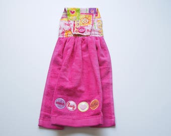 Valentine's Hugs & Smooches Hot Pink Kitchen Towel