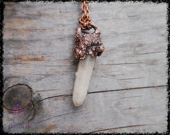 ANGEL SPIRIT QUARTZ Crystal Pendant | Copper Electroformed | Handmade | Reiki | Meditation | Copper Jewelry | Gemstone