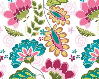 LAMINATED COTTON "Exclusive" Riley Blake Fantine White Fabric by the 1/2 yard