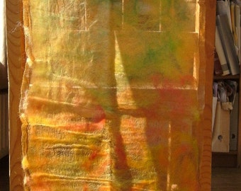 nuno felted golden/spring scarf