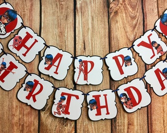 Miraculous Ladybug Happy Birthday Banner