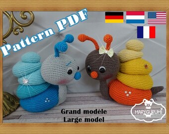 Crochet Pattern, pattern, tutorial, Amigurumi snail (large)