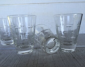 5 vintage shot glasses bar glasses , Mid Century Barware, retro shot glasses, groomsman gifts, vintage glassware, atomic bar shot glasses