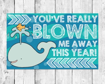 End of Year Gift Labels/ Student Favor/ School Printable Goodie Goody Bag Tag/ Treat Topper/ Under the Sea Whale/ Instant Download