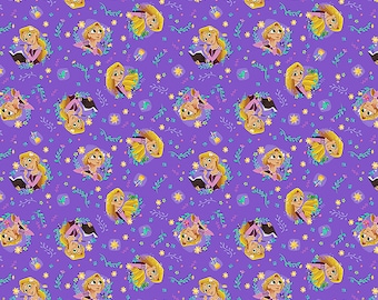 Disney Fabric Rapunzel Fabric Rapunzel Toss in Purple From Springs Creative 100% Cotton