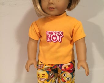 American girl 18 inch doll emoji two piece pajama set
