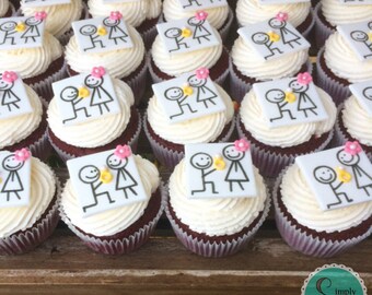 12 Engagement party fondant cupcake toppers - Engagement party - Engagement party ideas - Engagement cupcakes - Engagement fondant