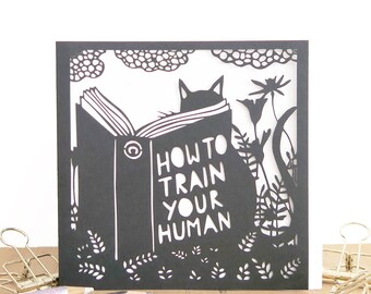 Cat birthday card, Cat card, Funny birthday card, Cat lover card, Cat owner card, Cute cat card, Black cat card, cat card funny, papercut