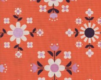 WELSUMMER Unbleached Cotton By Kim Kight for Cotton and Steel Fabrics Florametry Sweet Orange