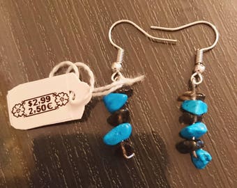 Smoky quartz and turquoise earrings