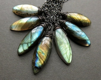 Labradorite Necklace - Labradorite Pendant - Third Eye Chakra Necklace - Wiccan Jewelry - Healing Gemstone Necklace - Gothic Necklace
